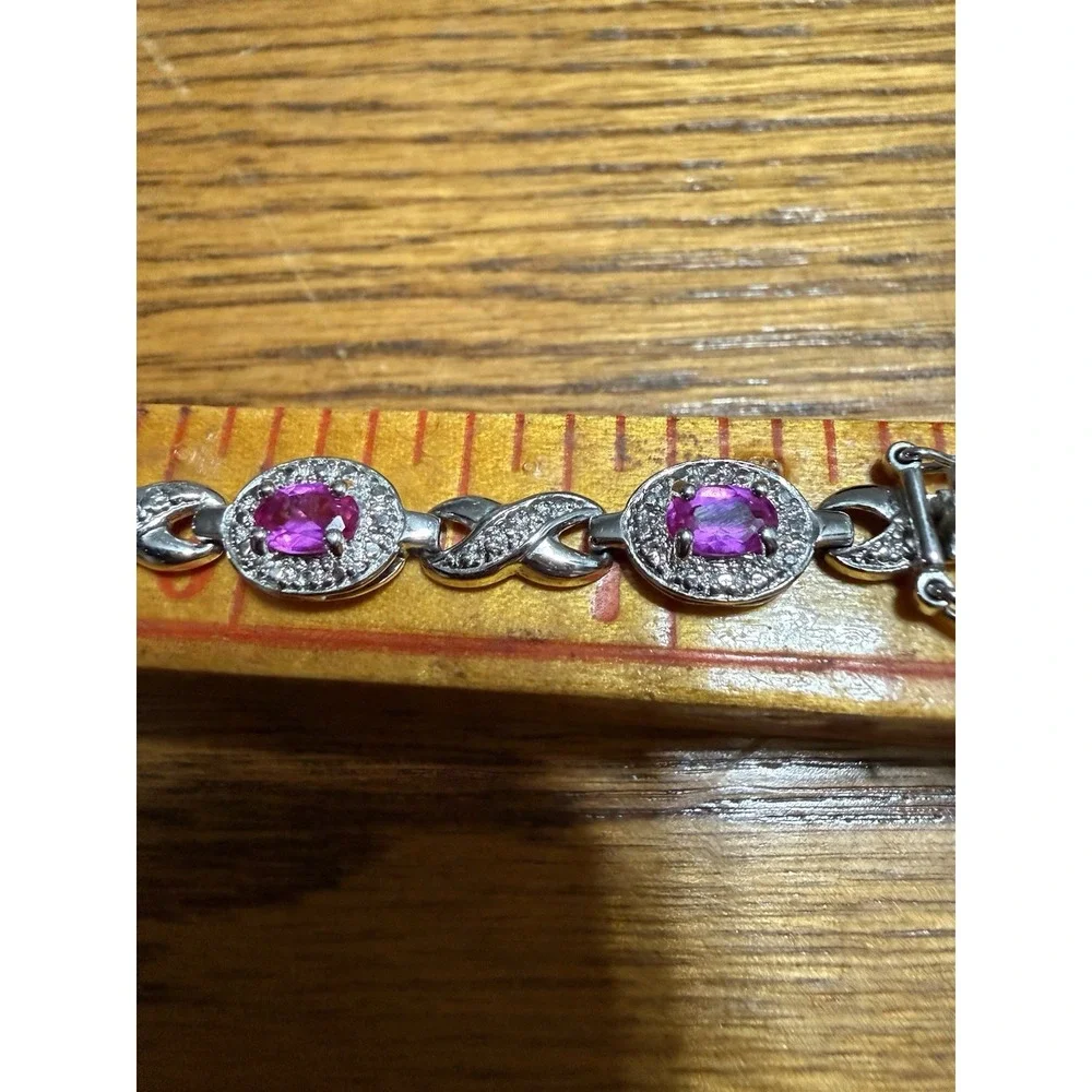 Ross Simon's Sterling Silver Pink Topaz Infinity Link Tennis Bracelet 7.5